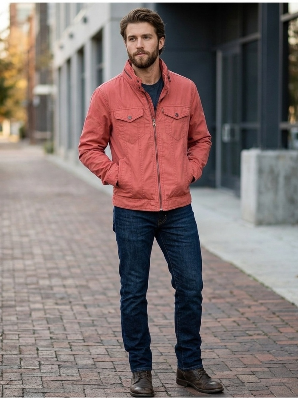 Levis mens denim jacket small Red Full Zip with hi